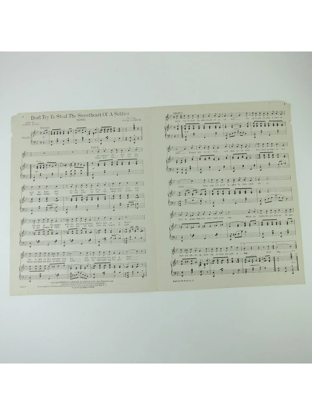 Sheet Music Don't Try To Steal The Sweetheart Of A Soldier WWI Antique 1917